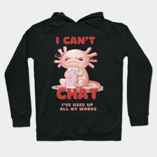 I Don't Chat I've Used Up All My Words -Funny grumpy kawaii Axolotl Hoodie